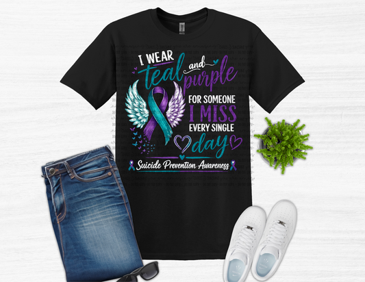 I Wear Teal & Purple Suicide Prevention Awareness Sweatshirt