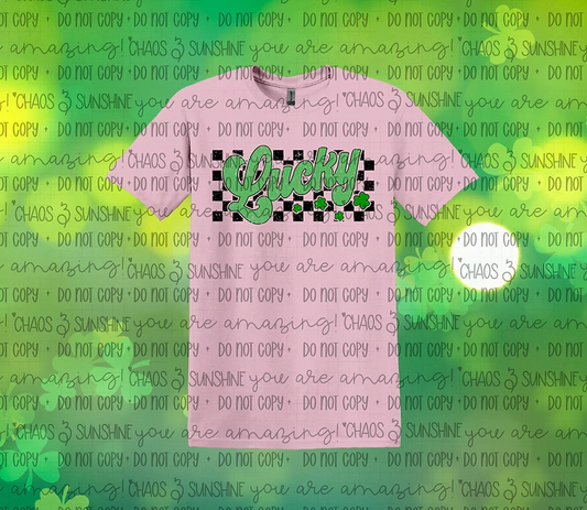 Lucky Checkered Shamrock St. Patrick’s Day Tee