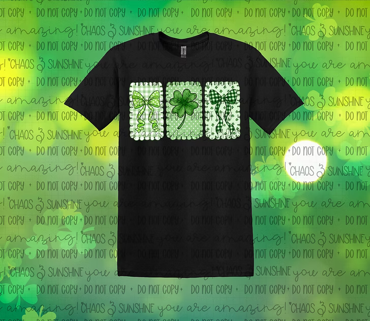 Lucky Clover Bow Trio St. Patrick’s Day Tee