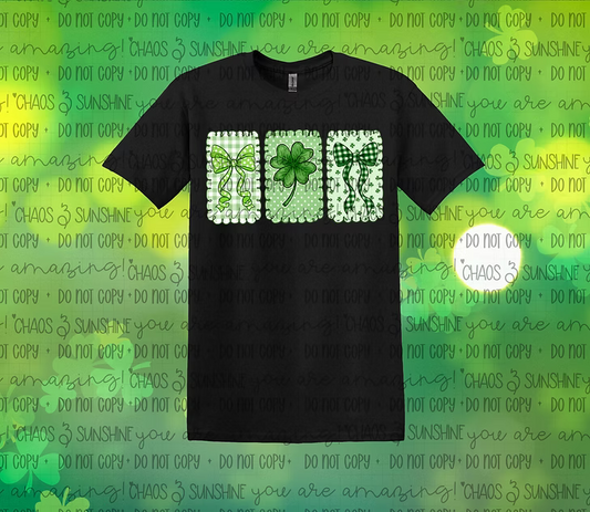Lucky Clover Bow Trio St. Patrick’s Day Tee