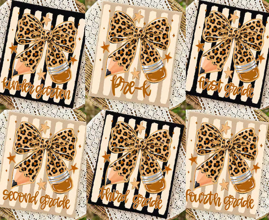 Leopard Bow Back to School Grade Level Graphic Tee