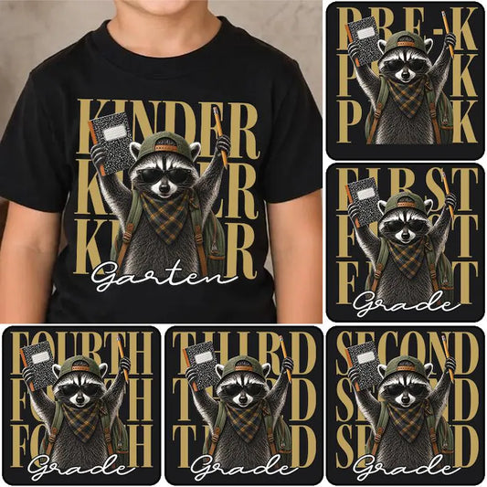 Back to School Raccoon | Personalized Grade Level Tee