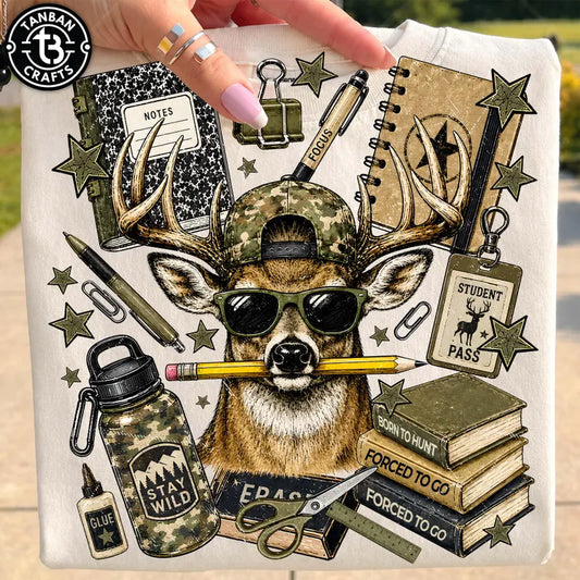 Born to Hunt, Forced to Go to School Deer Back to School Graphic Tee