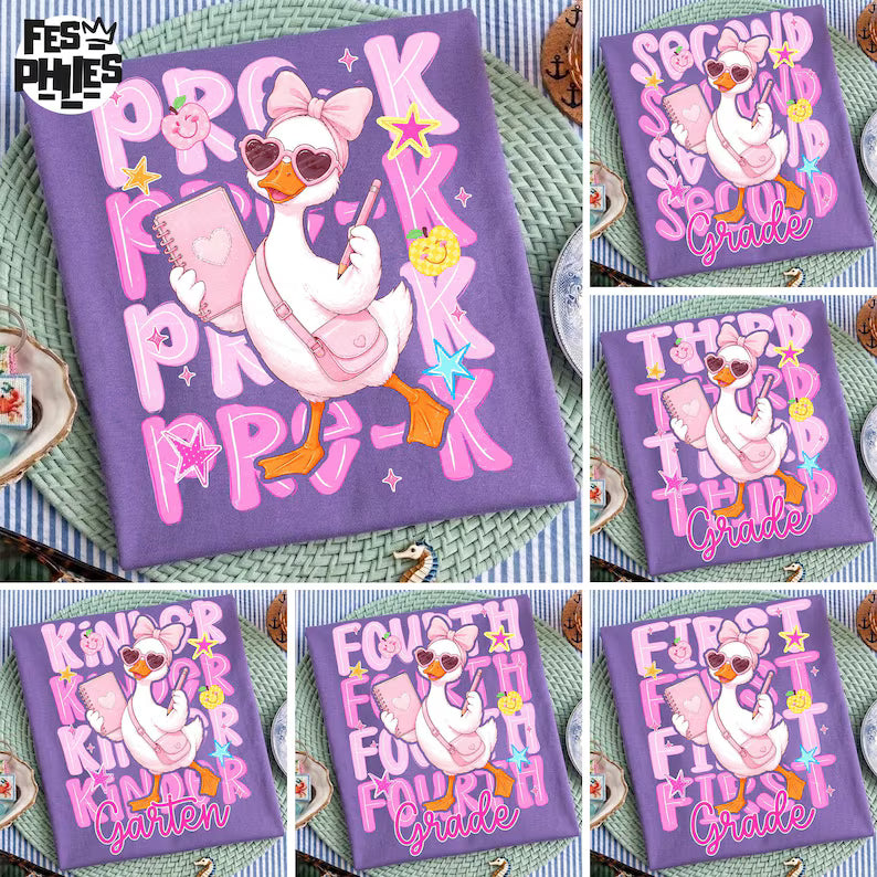 Pink Goose Back to School Grade Level Graphic Tee